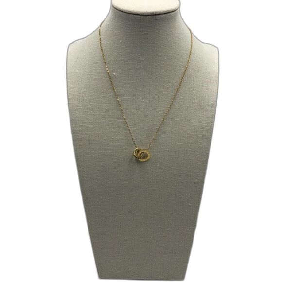 18K Gold Plated Stainless Steel Necklace Roman Numeral Dual Charm Waterproof - Picture 4 of 9